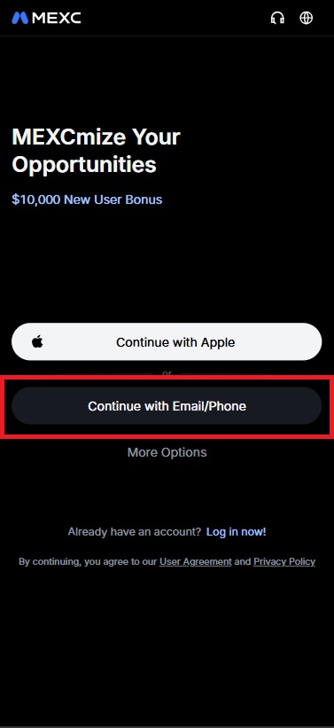 Continue with Email/Phone